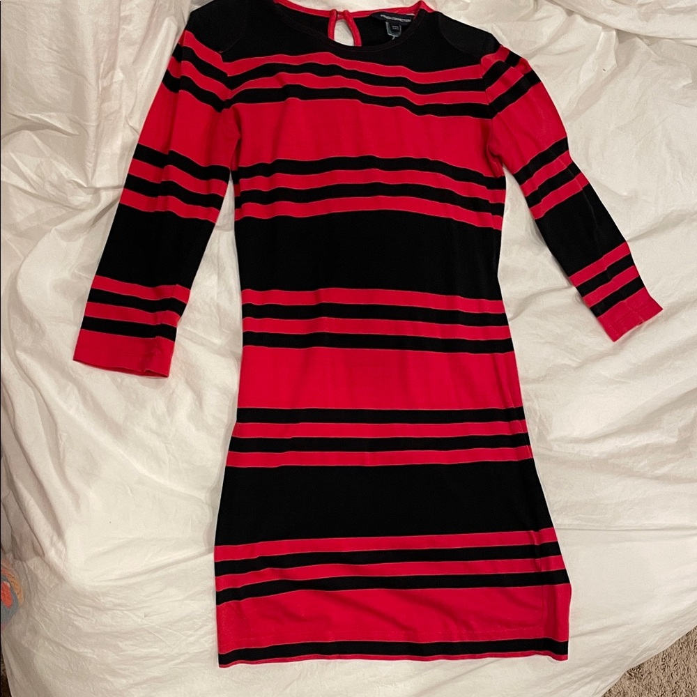 Red and Navy Striped Women's Dress